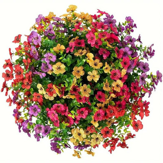 Artificial Flower (12/24Pcs/Set), UV Resistant Colorful Fake Flower, Decorative Bouquet for Home Decor Garden Party Wedding Decor