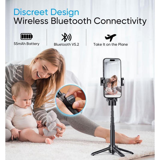 Phone Tripod, Portable Selfie Stick, Pocket Size Selfie Stick for Iphone, Selfie Stick with Wireless Detachable Remote Control & 2 Fill Light for Photograph, Live Streaming, Video Recording